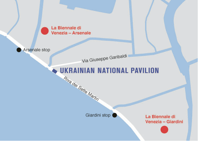 Мапа Національного павільйону України у рамках 56-ї Міжнародної виставки мистецтв у Венеції